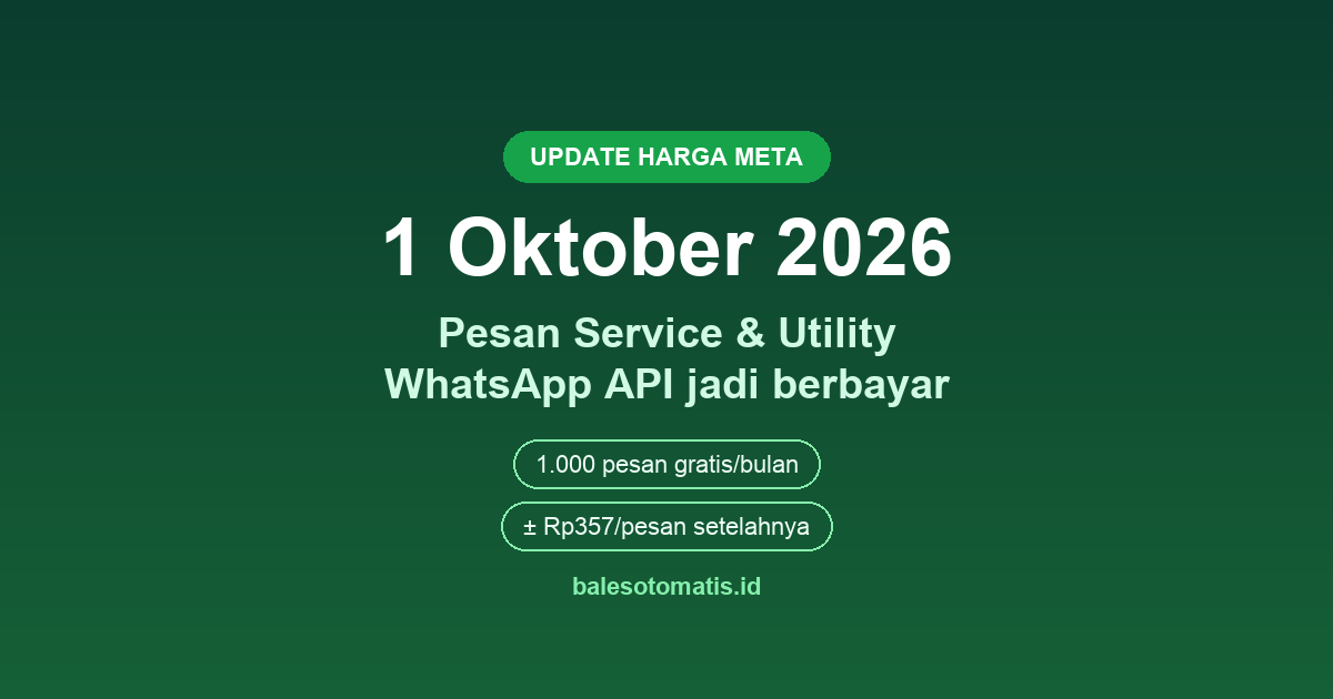 Update harga Meta 1 Oktober 2026: pesan Service dan Utility WhatsApp API jadi berbayar