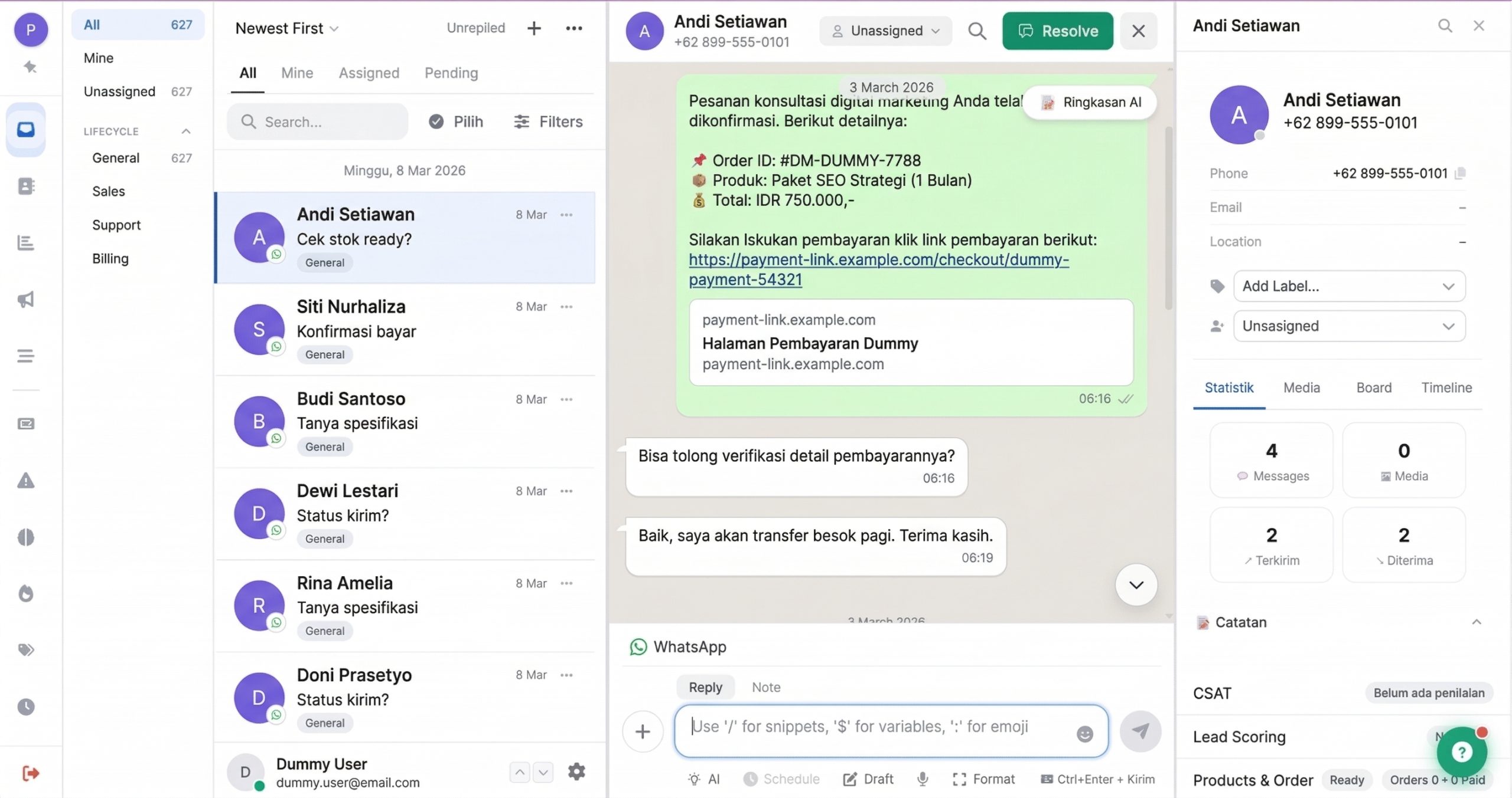 Dashboard CRM BalesOtomatis